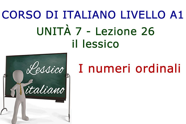 I numeri ordinali – Lessico italiano – Lezione 26